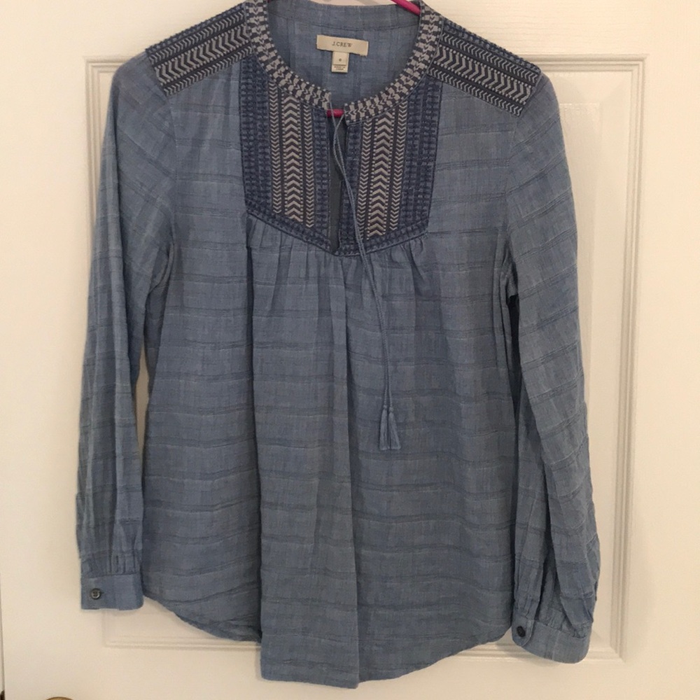 J crew chambray lightweight blouse top